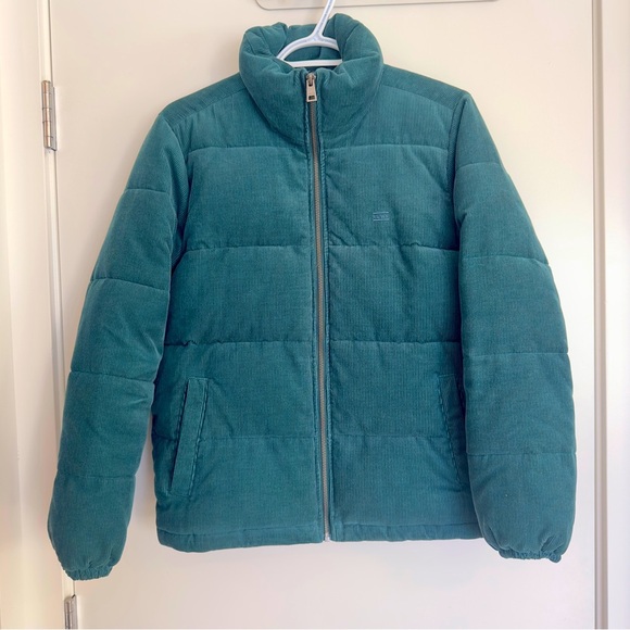 Levis LINED CORDUROY ZIP UP PUFFER JACKET IN TEAL - Picture 7 of 11